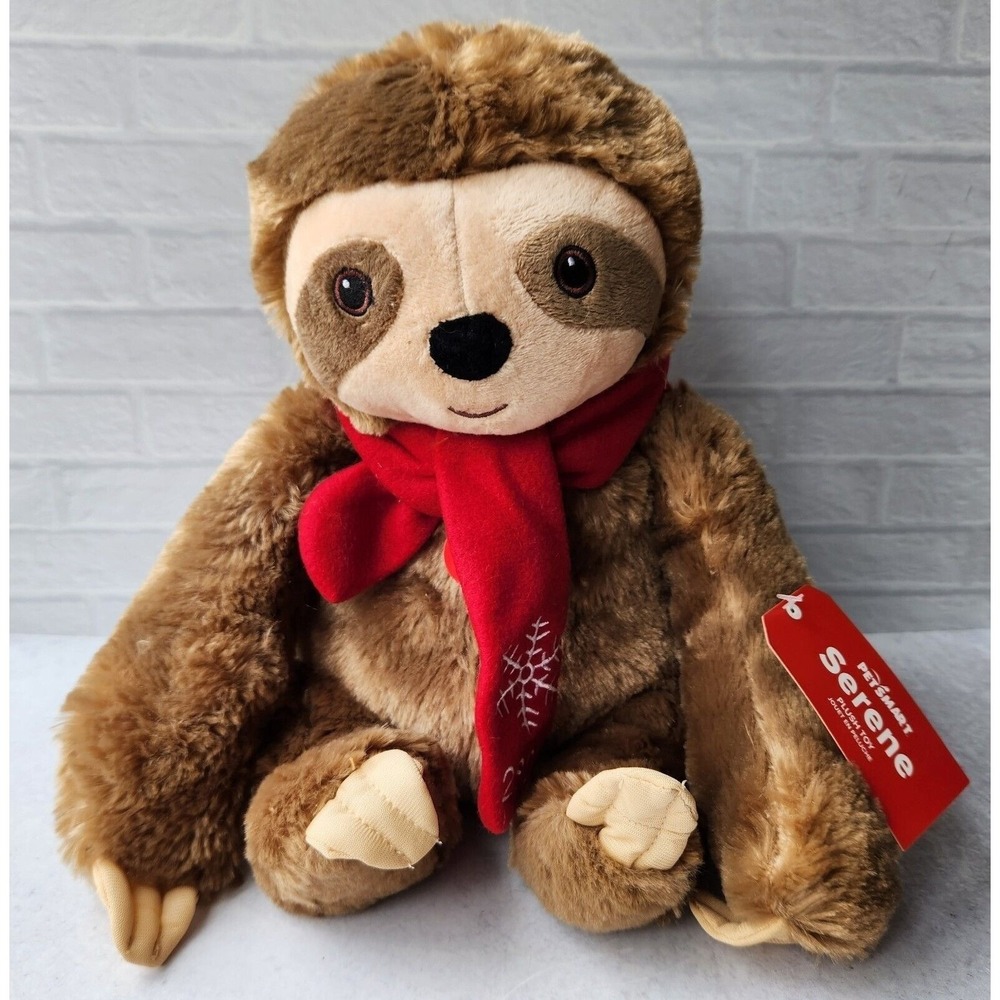 Petsmart Serene 12" Brown Sloth Plush Collectable Dog Toy Squeaks 2021 New